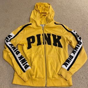 PINK Yellow Zip Up Sweatshirt